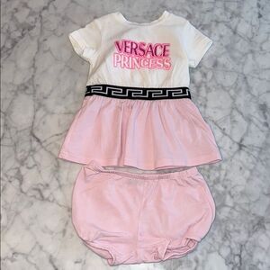 Versace Princess Baby Pink &  White Princess Dress Set 3/6M